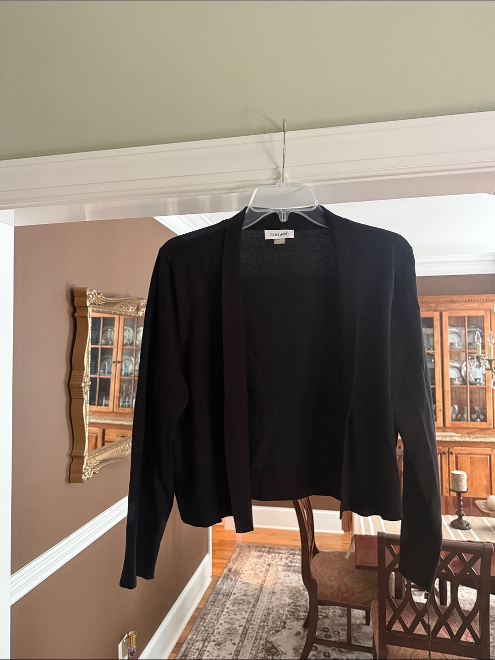 Calvin Klein Black Open Drape-Front Women's Cardigan